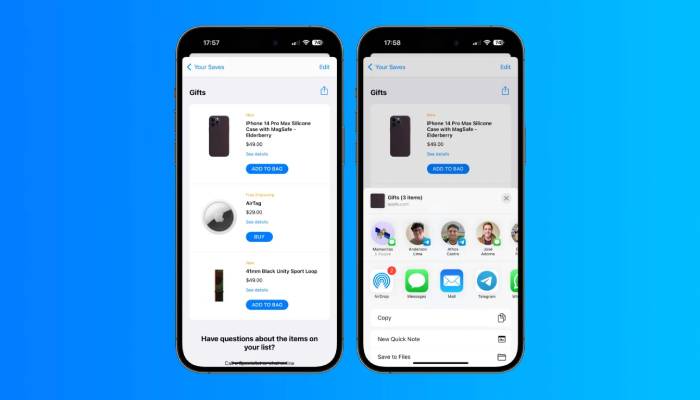 Apple Store App Updated Features for Shopping Lists