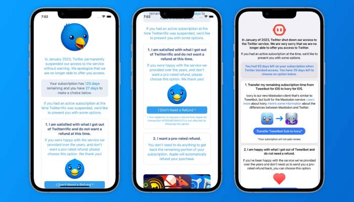 Tweetbot and Twitterrific let Users Reject Refunds