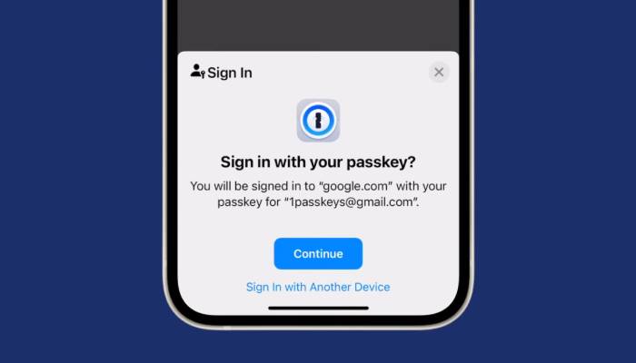 1Password passkey support for iOS 17 app